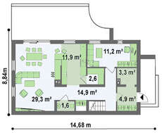 Проект двухэтажного дома для узкого участка по типу 4M692 без гаража