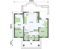 Стильный классический проект дома с 3-мя спальнями в мансарде