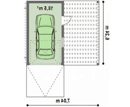 Проект одноэтажного классического гаража на одну машину с уютной террасой