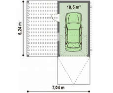 Проект одноэтажного классического гаража на одну машину с уютной террасой