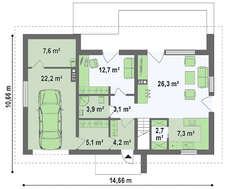 Проект коттеджа с большой мансардой в европейском стиле