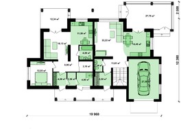 Проект удобного загородного коттеджа с гаражом для 2 семей