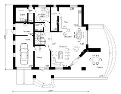 Проект особняка с просторной террасой и цокольным этажом