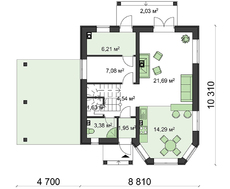 Дом с мансардой и навесом для авто