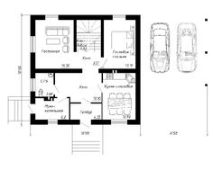 Проект загородного дома с навесом для 2-х авто