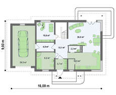 Загородный 1,5-этажный домик с угловым окном на кухне