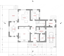 Проект коттеджа с террасой, навесом для авто