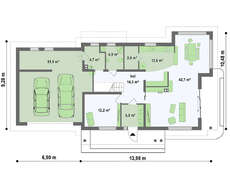 Двухэтажный загородный особняк с гаражом и многоскатной кровлей