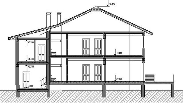 Проект жилого загородного роскошного коттеджа с террасой