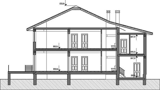 Проект жилого загородного роскошного коттеджа с террасой