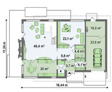 Современный проект двухэтажного особнячка с гаражом