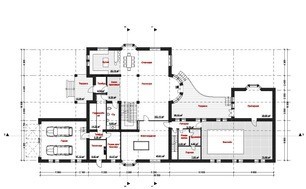 Проект загородного коттеджа с гаражом и бассейном