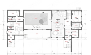 Проект жилого коттеджа с удобной планировкой и бассейном внутри