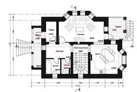 Проект жилого 2х этажного коттеджа с необычным дизайном