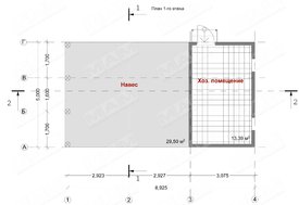 Проект хозяйственного помещения с навесом из дерева