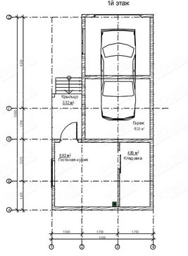 Архитектурный проект удобной небольшой сторожки с гаражом для 1 авто