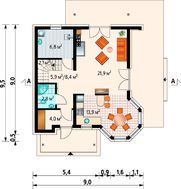 Проект элегантной загородной усадьбы с эркером, балконом и небольшой террасой