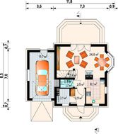 Проект небольшого загородного дома с угловым эркером