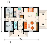 Небольшое двухэтажное загородное поместье с площадью 116 m²