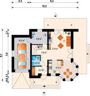 Проект небольшого коттеджа с двухскатной кровлей
