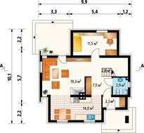 Изящный особняк с интересным решением гостиной зоны