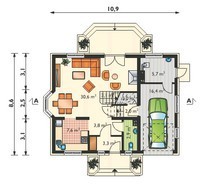 Проект загородного коттеджа с мансардой площадью до 150 m²