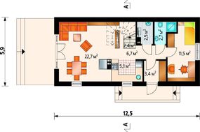 Проект дома для узкого участка 12 на 6