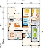 Современное одноэтажное строение с просторной гостиной