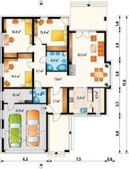 Одноэтажный дом с гаражом на 2 машины