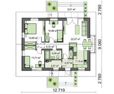 Красивое одноэтажное строение, декорированное кирпичом и камнем
