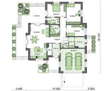 Красивый одноэтажник с гаражом на два авто