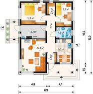 Архитектурный проект небольшого особняка с верандой и крыльцом