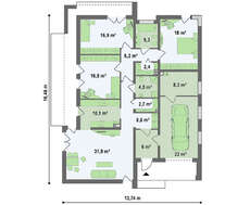 Современный 1 этажный дом с плоской крышей