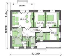 Одноэтажный дом с отдельно выделенной гостиной