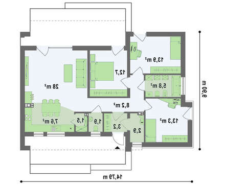 Небольшой коттедж с плоской крышей в стиле бунгало