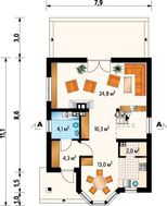 Проект оригинального коттеджа с балконом и мансардой