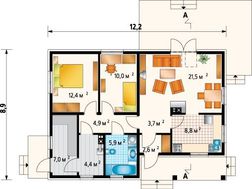 Проект симпатичной усадьбы за городом с площадью 80 m²