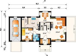 Оригинальный загородный коттедж с красивой верандой и балконами