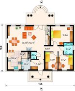 Красивый загородный коттедж с крыльцом в античном стиле