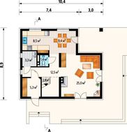 Простой загородный коттедж небольшого размера