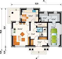 Загородный особняк с мансардой и площадью 180 m²