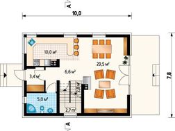 Проект просторного коттеджа дачного типа с мансардой