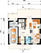 Строительный проект коттеджа 180 m² с мансардой и гаражом на 1 машину