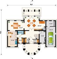 Оригинальный проект дома с крыльцом в виде башни