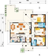 Оригинальный 1 этажный дом Т-образной формы