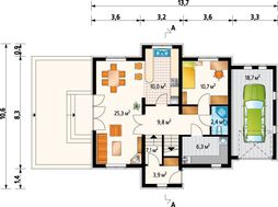 Проект мансардного дома с пристроенным гаражом