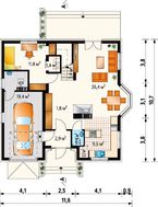 Проект строительства мансардного дома с эркером с многоскатной крышей