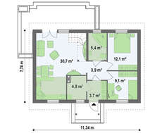 Аккуратный домик с большими окнами