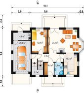Интересный проект 1,5-этажного небольшого особняка с частично кирпичным фасадом