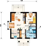 Традиционный проект особнячка с мансардой 9 на 10